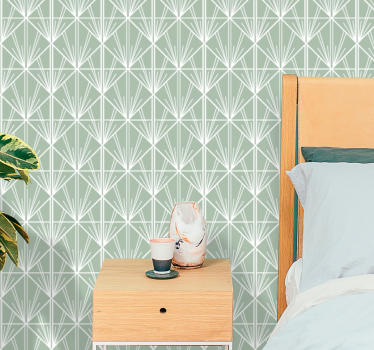 papel parede quadrados Arte moderna gren e padrão deco branco - TenStickers