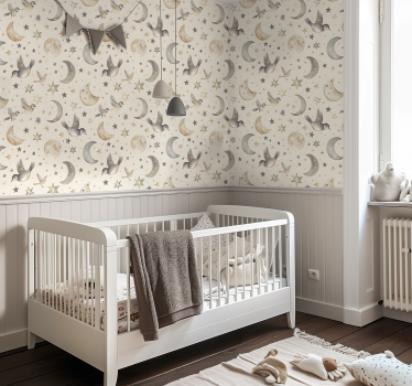 papel de parede quarto de bebé céu noturno bege - TenStickers