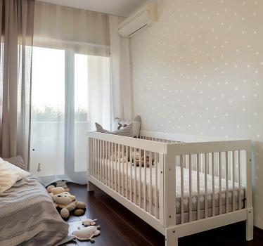 papel de parede quarto de bebé cor bege com pontos brancos - TenStickers