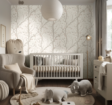 papel de parede quarto de bebé galhos grandes bege - TenStickers