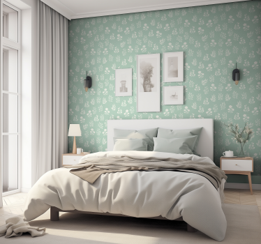 Papel de parede quarto de casal flores pequenas verde menta - TenStickers