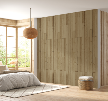 papel de parede quarto de casal madeira de carvalho claro - TenStickers