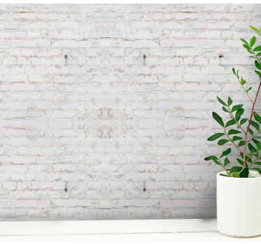 papel parede tijolo Padrão de tijolo branco com tinta gasta - TenStickers