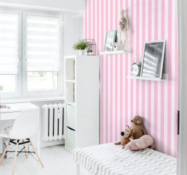 papel parede vertical riscas verticais brancas e rosa - TenStickers