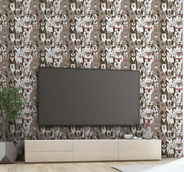 sala com papel de parede Caras de cão - TenStickers
